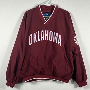 🔥🏈 Vintage OKLAHOMA SOONERS Pullover Fleeced Lined Jacket Men Sz L - PERFECT